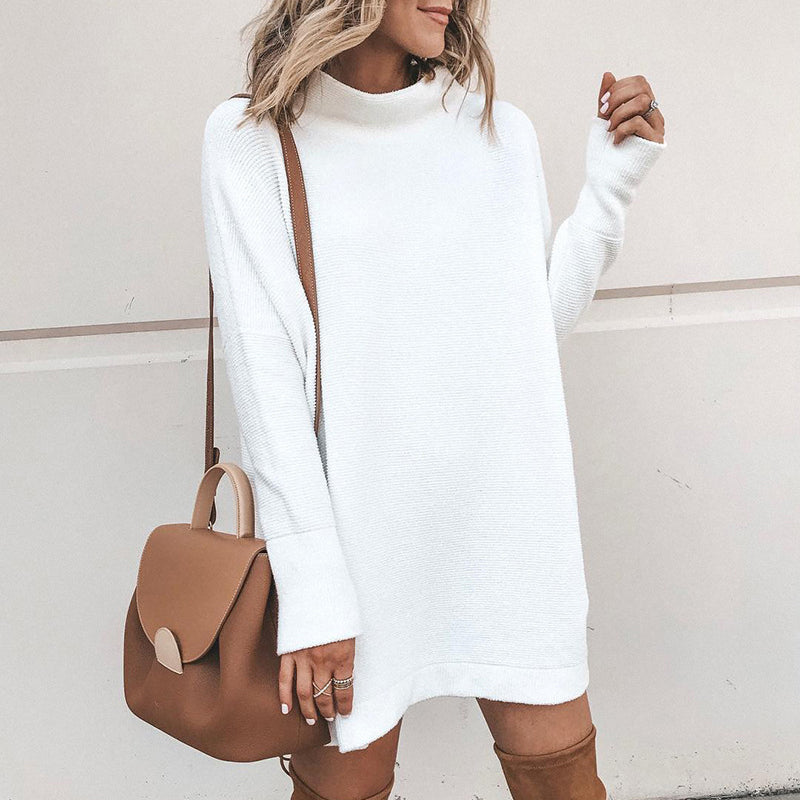 Mid Collar Sweater Dress