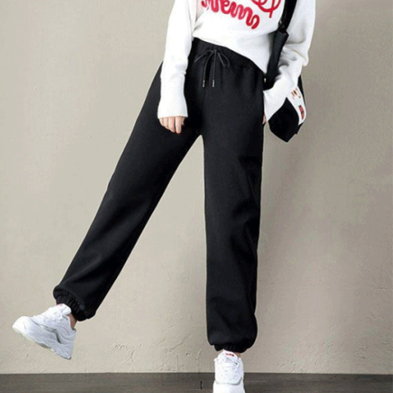 Women Warm Fleece Cotton Solid Joggers Sweatpants