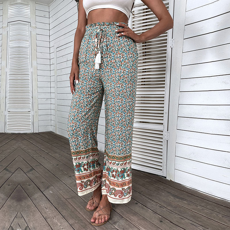 Printed Boho Wide-leg Pants