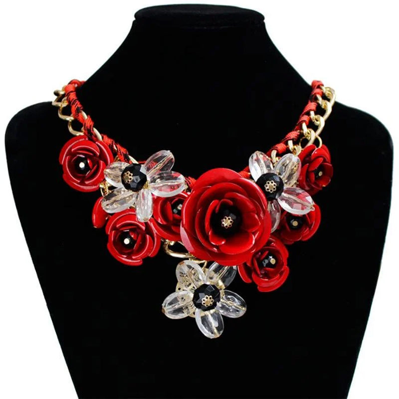 DIY Hand-made Colorful Flower Gemstone Pendant Rope