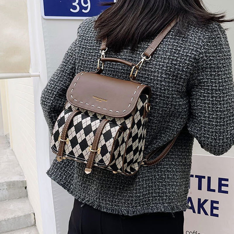 Checkered Pattern Square Backpack