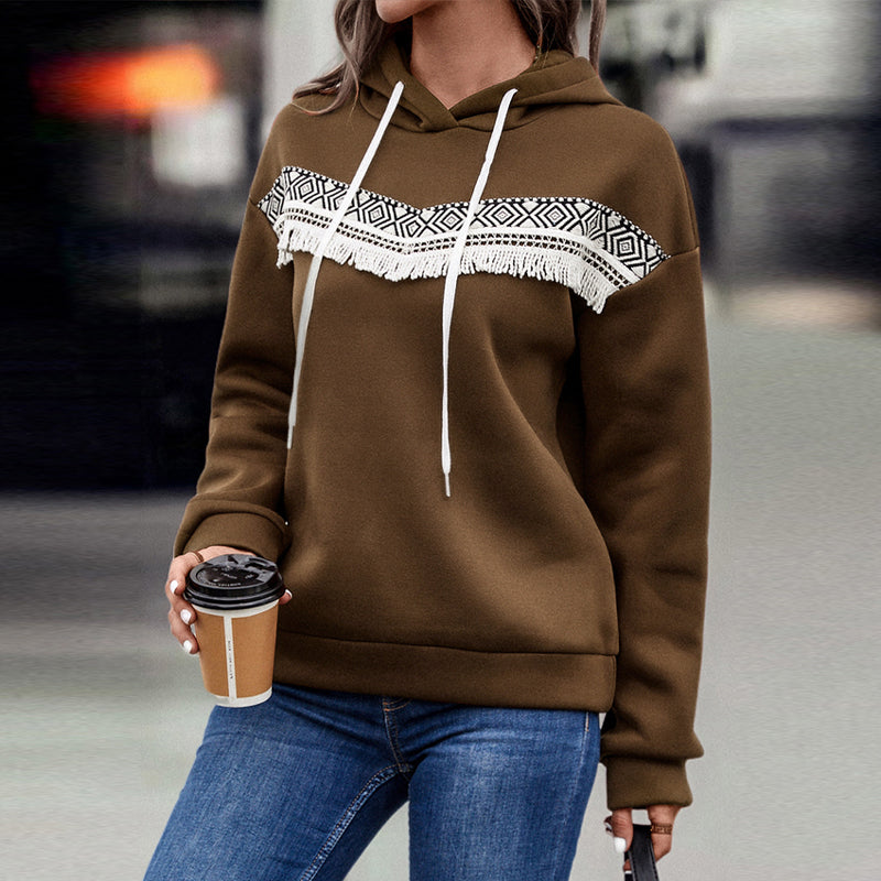 Hooded Appliquéd Lace Lounge Sweatshirt