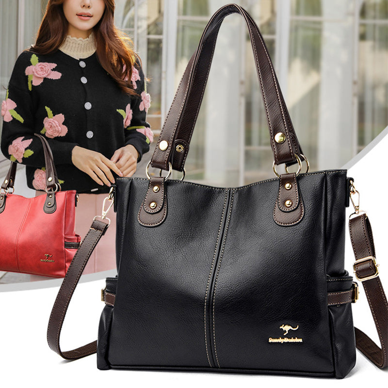 Large leather shoulder bag for women