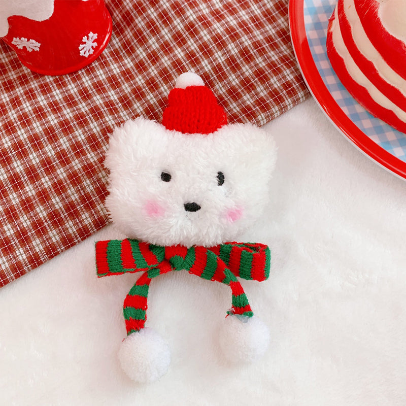 Plush Bear Christmas Brooch