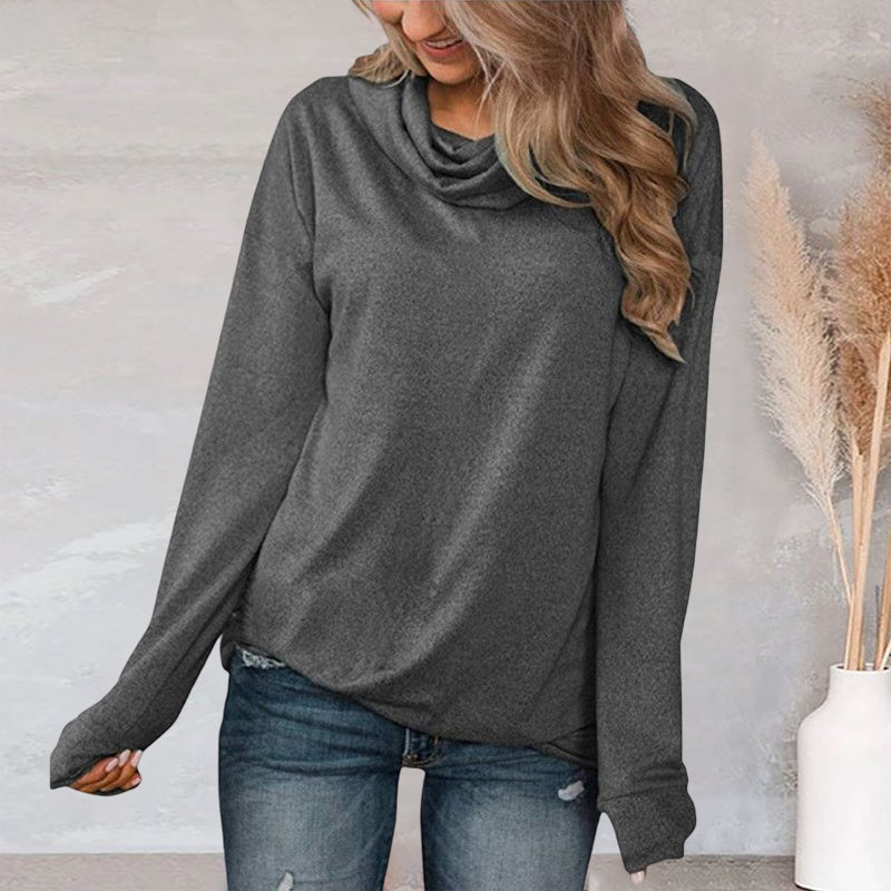 Pullover Pile Neck Long Sleeve T-Shirt