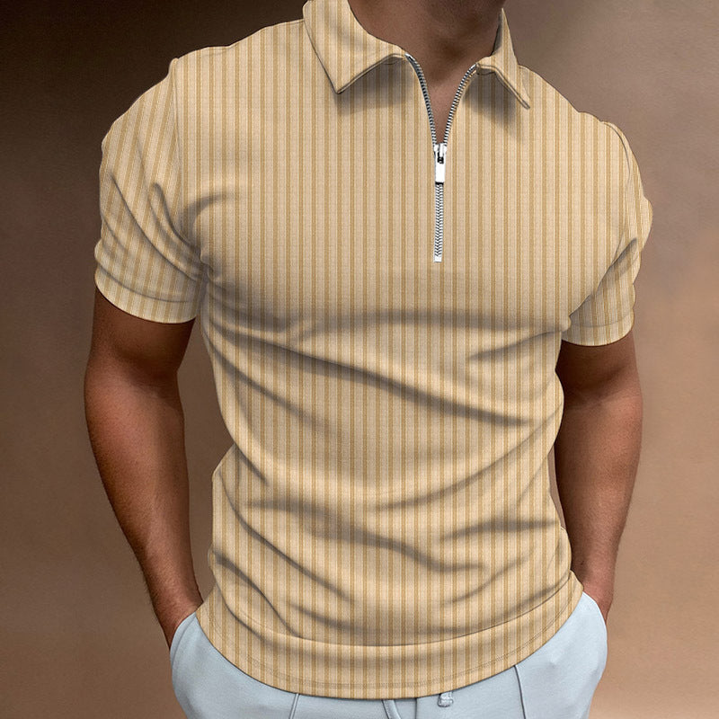 Striped Zip Polo Shirt