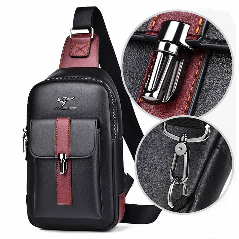 Sling Bag for Men Vintage Waterproof Leather Business Crossbody Bag