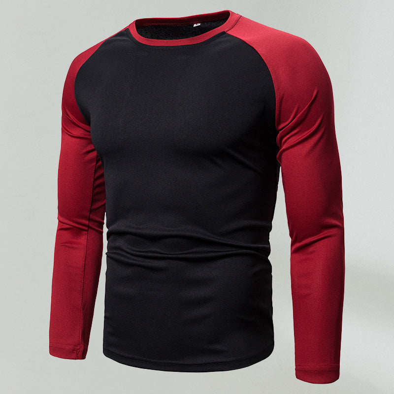 Long Sleeve Panel Crew Neck Men's T-Shirt