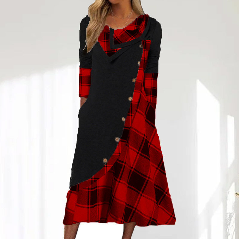 Vintage Plaid Patchwork Dress