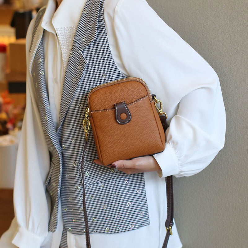 Multifunctional Solid Soft Leather Crossbody Bag