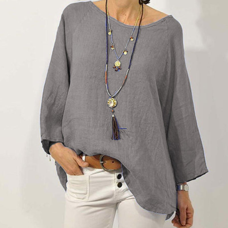 Solid Color Casual Breathable Cotton Linen T-Shirt