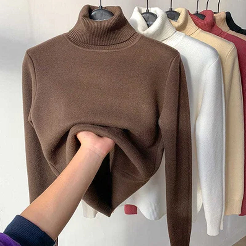 Winter Fleece Thick Knitted Bottoming Sweater