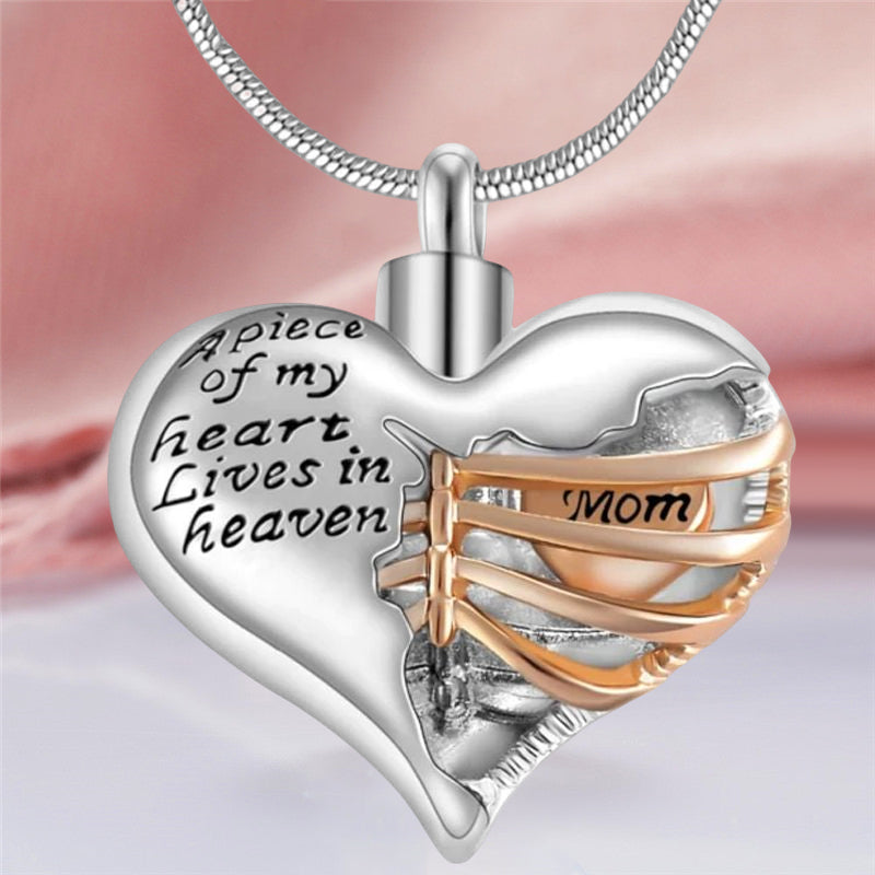 Heart Cremation Urn Necklace Pendant for Human Ashes