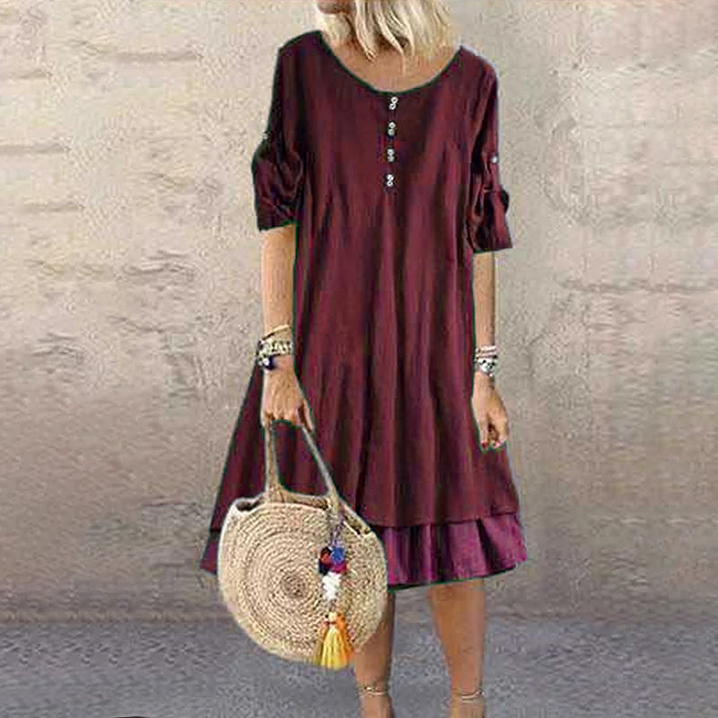 Button Panel Swing Dress