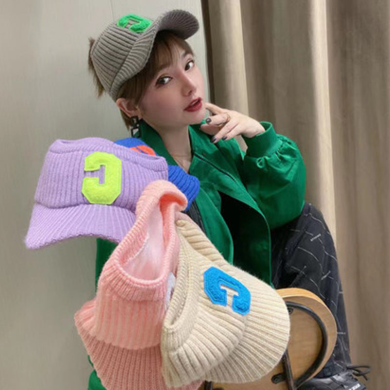 New C Letter Knitted Visor Cap