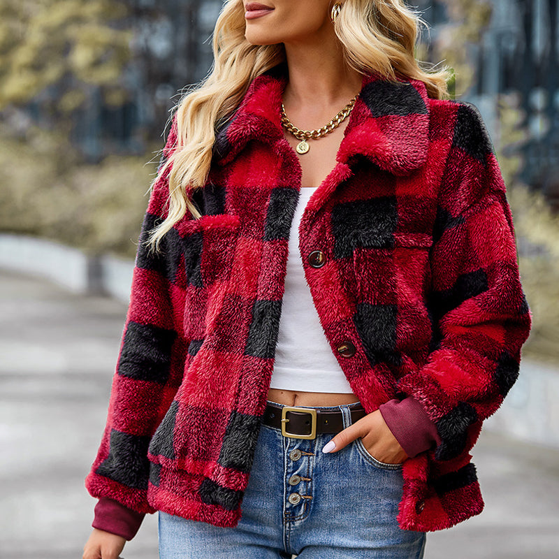 Plaid Thick Fleece Coat