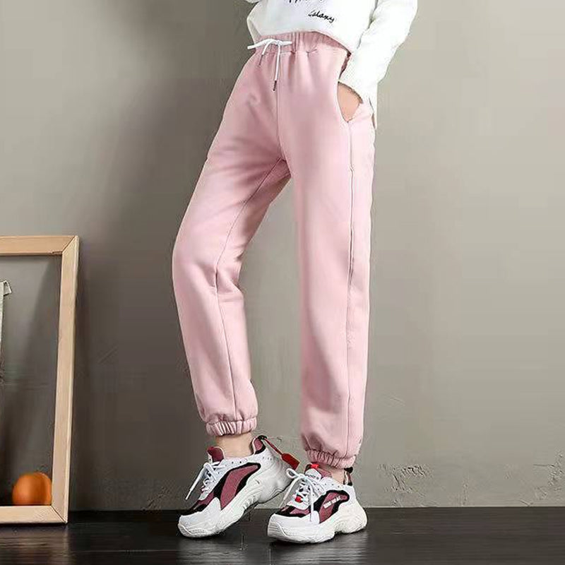 Women Warm Fleece Cotton Solid Joggers Sweatpants