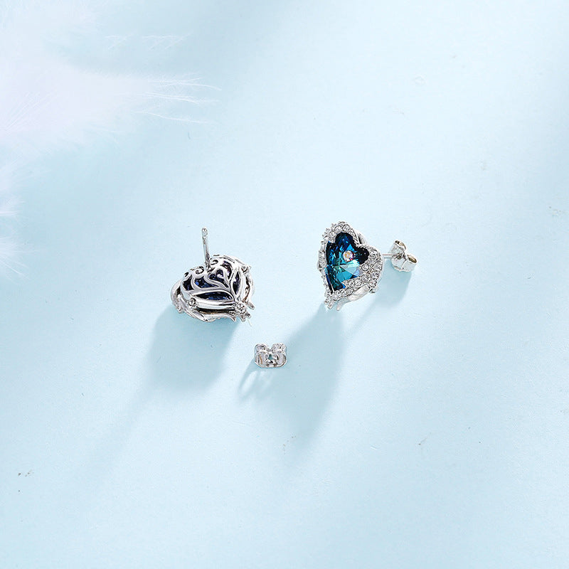 Purple Heart & Wing Earrings