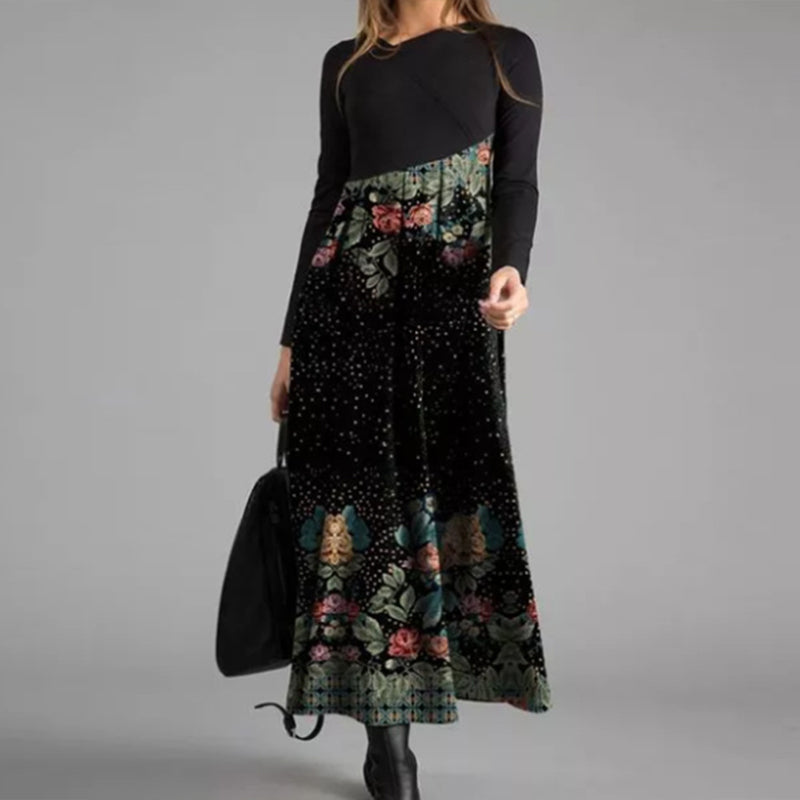 Printed Long Sleeve Slim Fit Dress