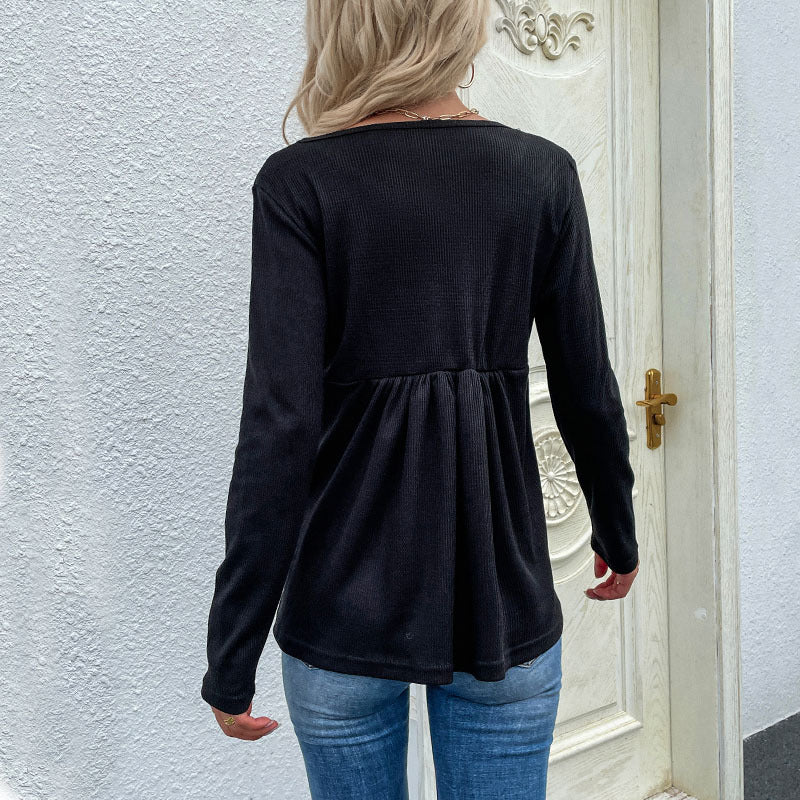 Button-up Smocked Sweater