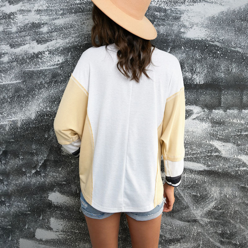 Colour Block Button Sweatshirt