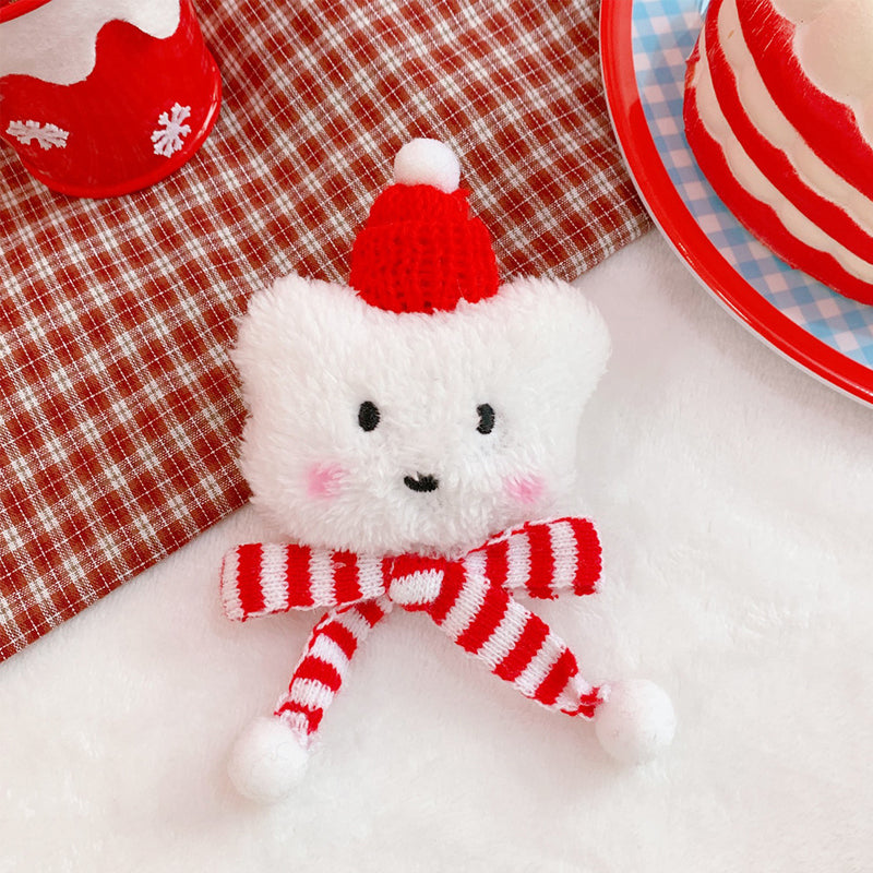Plush Bear Christmas Brooch