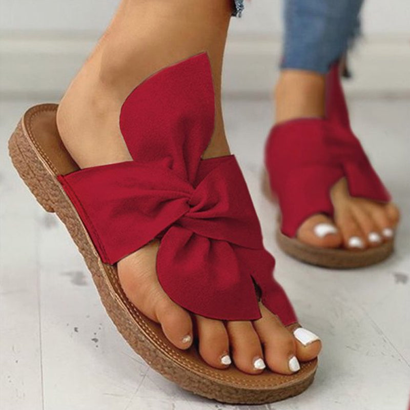 Sandals with a Bow in Suede