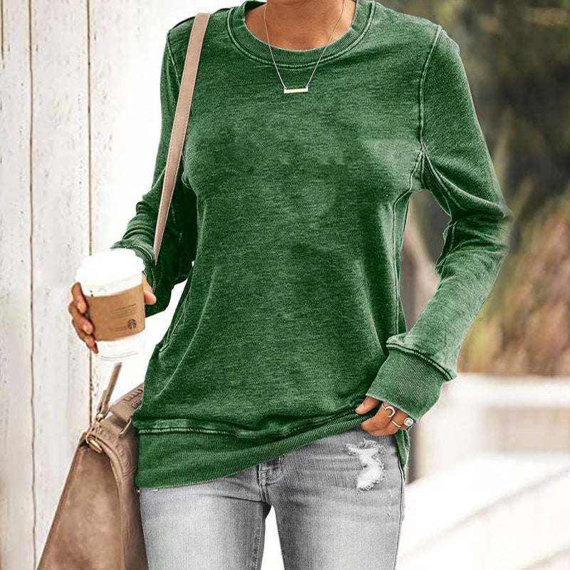 Crew Neck Solid Color Sweatshirt