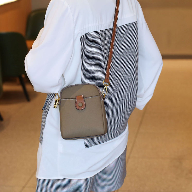 Multifunctional Solid Soft Leather Crossbody Bag