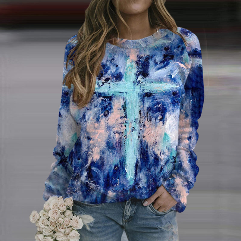 Crucifix Print Sweatshirt