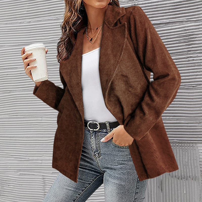 Solid Color Suit Corduroy Cardigan Jacket