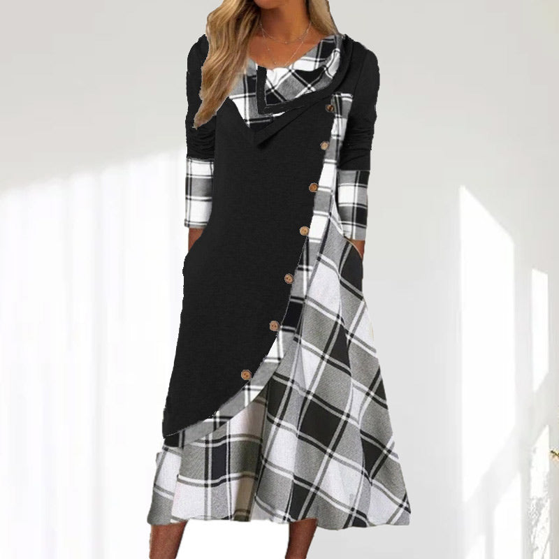 Vintage Plaid Patchwork Dress