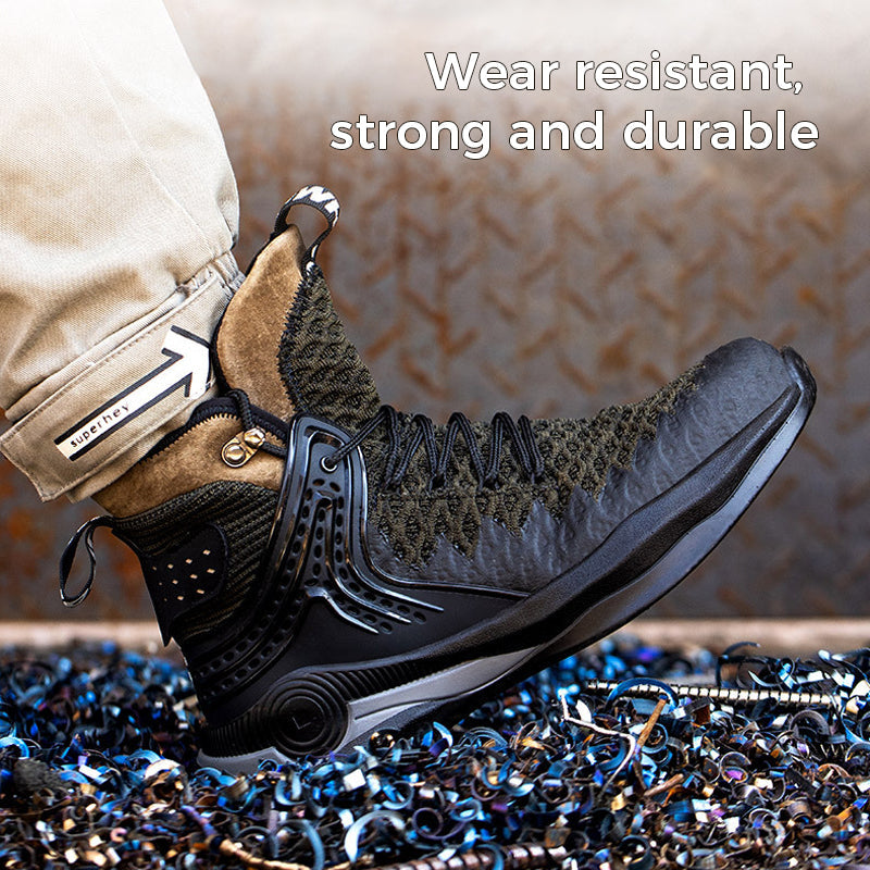 Men's Large Size Breathable High-top Safety Shoes