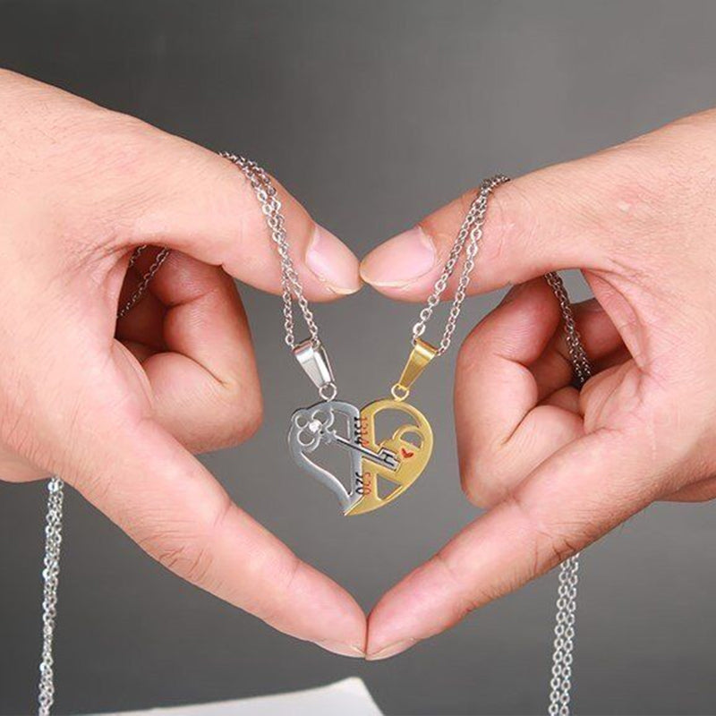 Puzzle Heart Couple Necklace