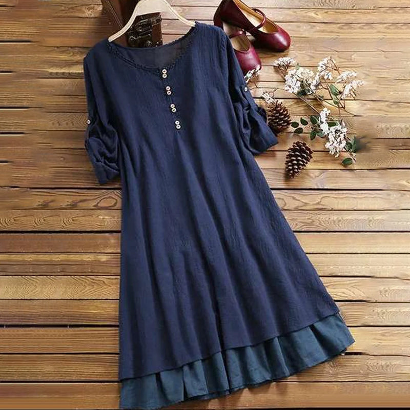 Button Panel Swing Dress