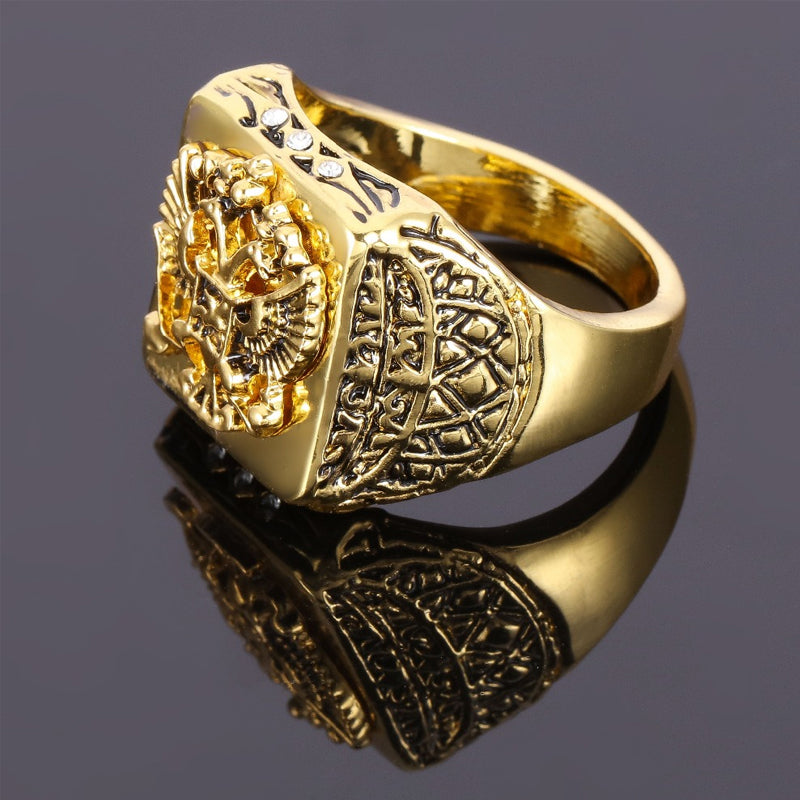 Engraved Double-Headed Eagle Ring