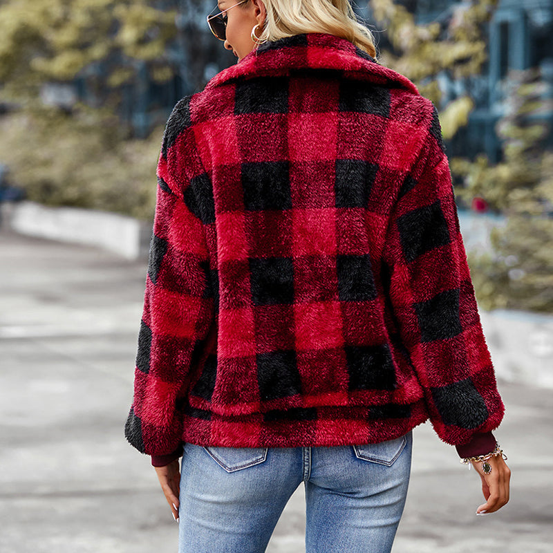 Plaid Thick Fleece Coat