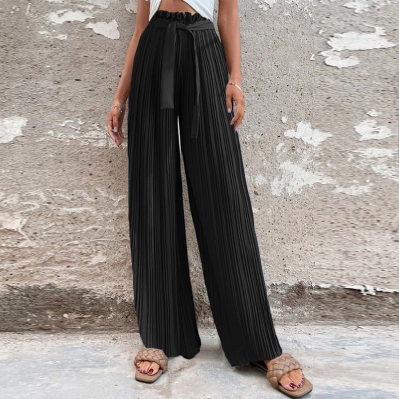 Ruffled Wide-leg Trousers