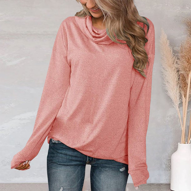 Pullover Pile Neck Long Sleeve T-Shirt