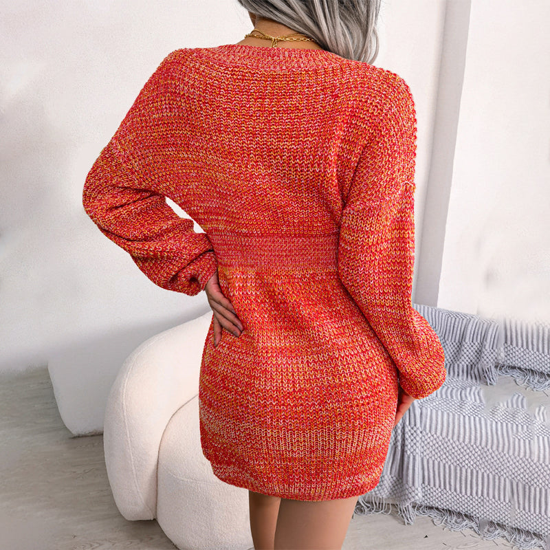 Lantern Sleeve Waist Sweater Skirt