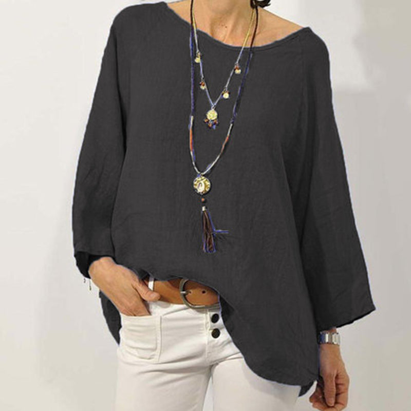 Solid Color Casual Breathable Cotton Linen T-Shirt