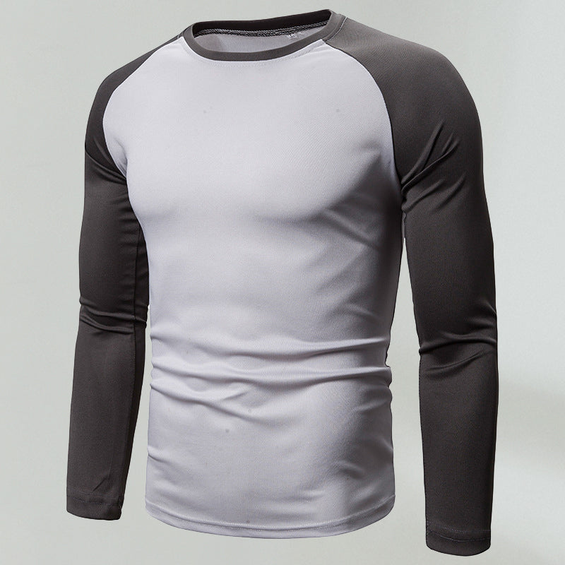 Long Sleeve Panel Crew Neck Men's T-Shirt