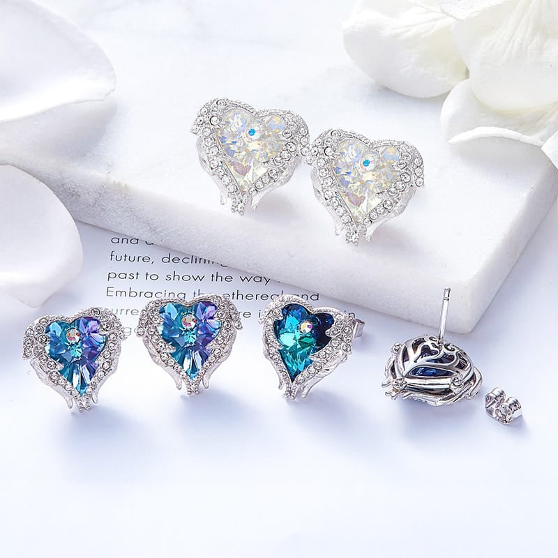 Purple Heart & Wing Earrings