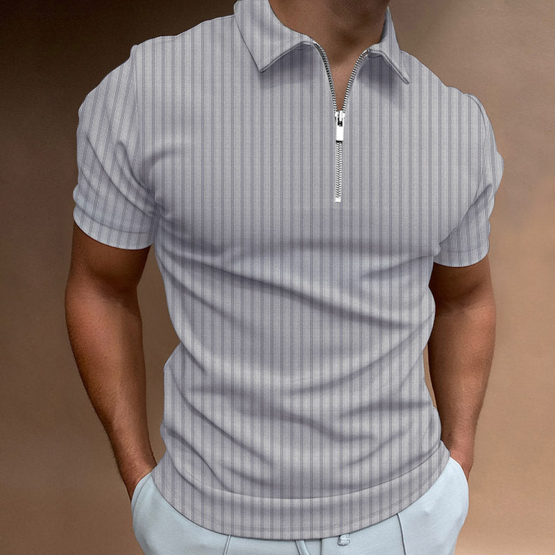 Striped Zip Polo Shirt