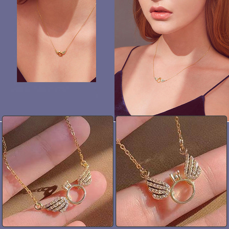 Shiny Necklace with Angel Wings