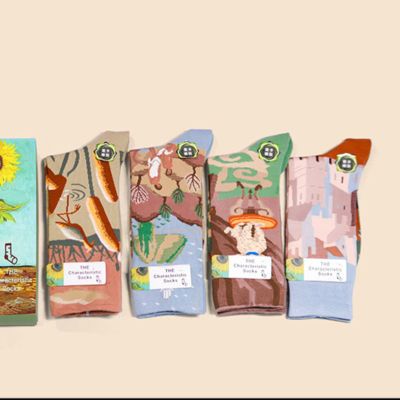 Oil Painting Style Abstract Style Socks