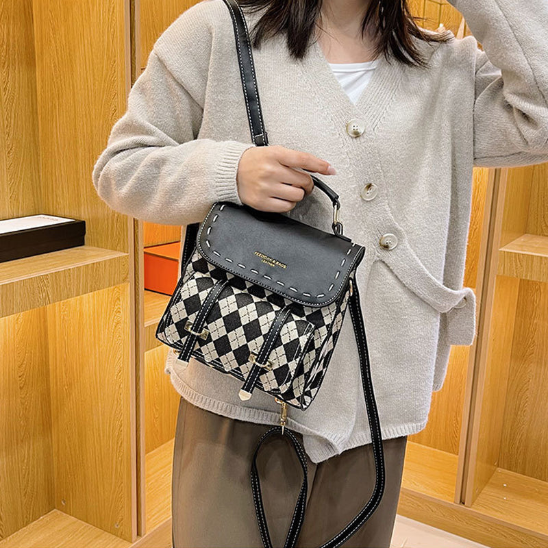 Checkered Pattern Square Backpack
