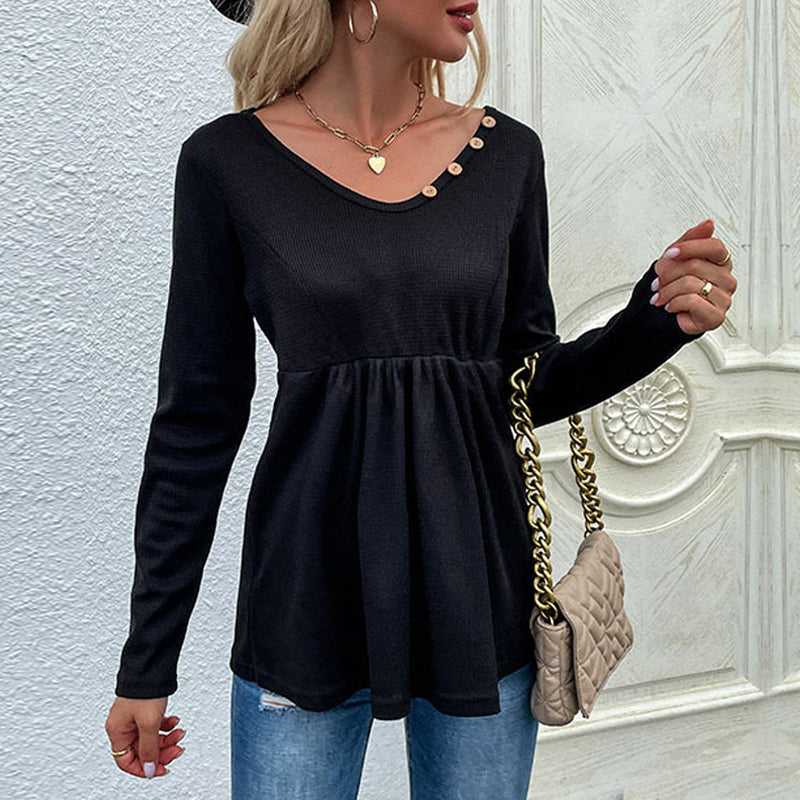Button-up Smocked Sweater