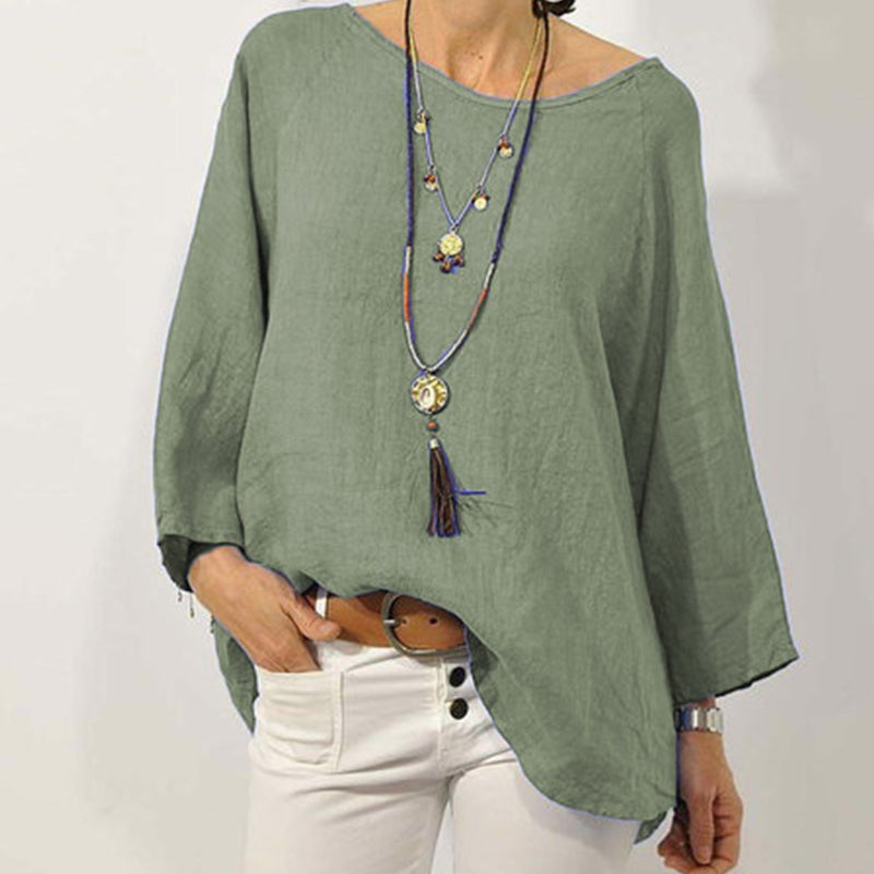 Solid Color Casual Breathable Cotton Linen T-Shirt