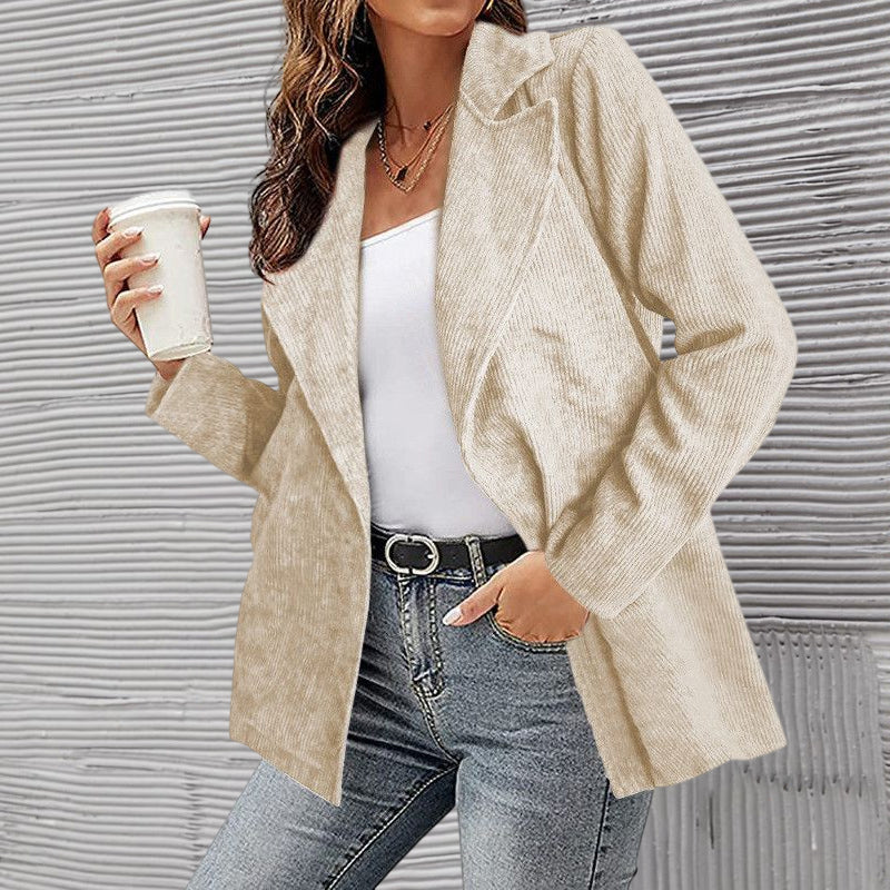 Solid Color Suit Corduroy Cardigan Jacket